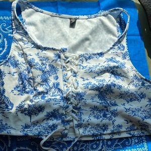 XXL Floral Lace-up Tank Top